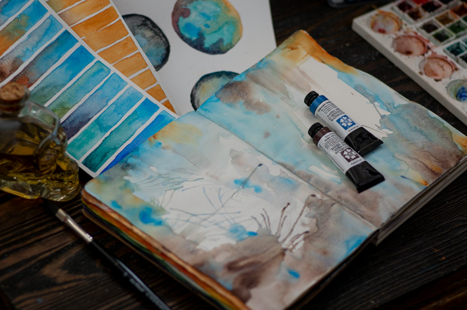 white and blue floral textile